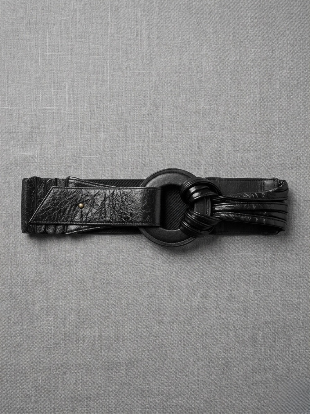 Luna Black Leather Knot Ring Belt L6014